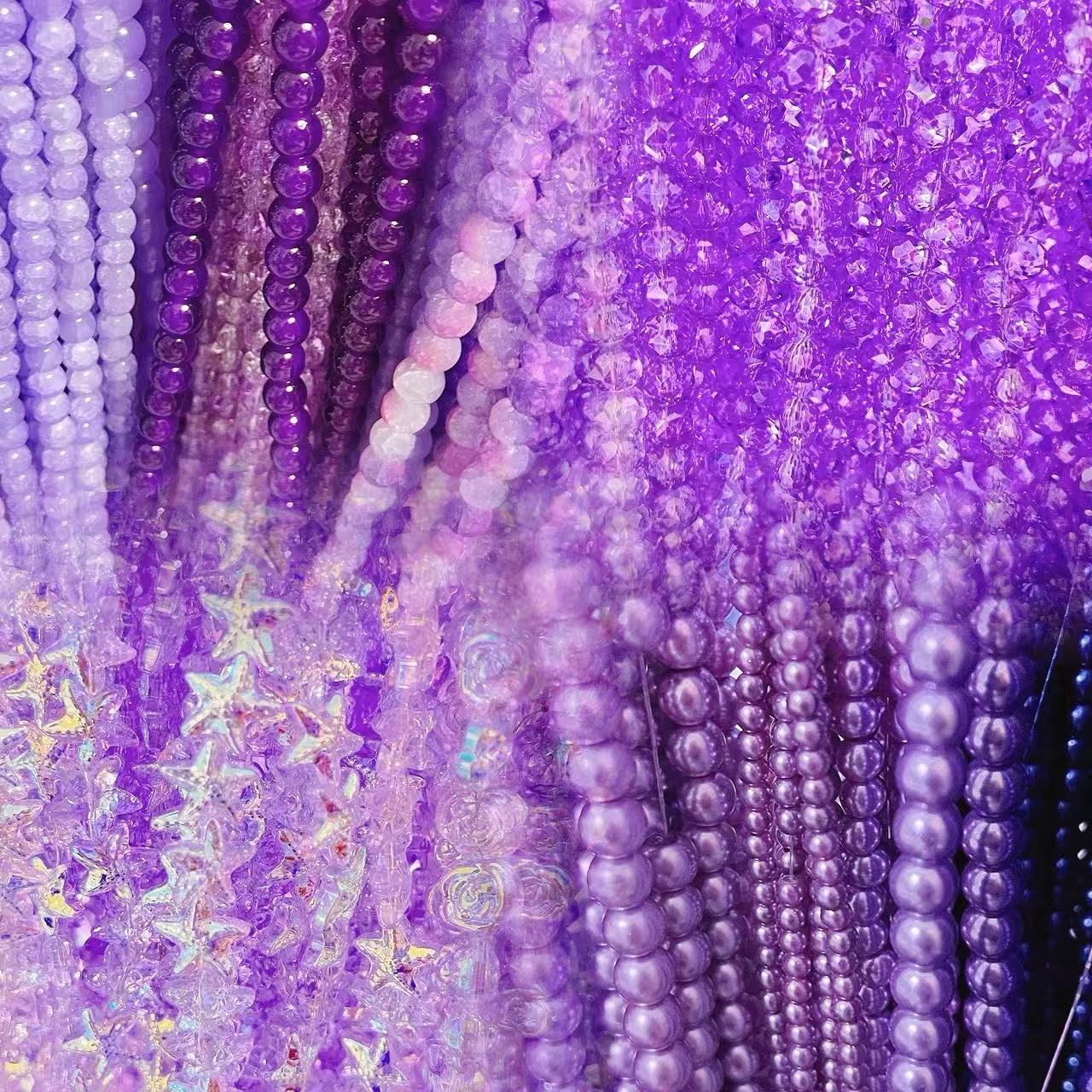Purple Color Mix Crystal Glass/ Glass/ Pearl Galss Beads (15~20pcs per bag) š„Pendant Charm Game