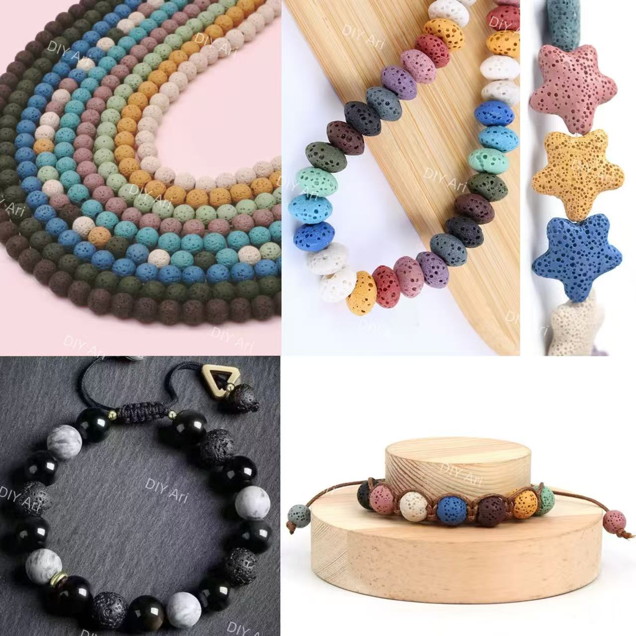 AriDIY Natural Volcanic Rock Beads Mixed Colors for Jewelry Making/ Aromatherapy Charm Gameš„A41