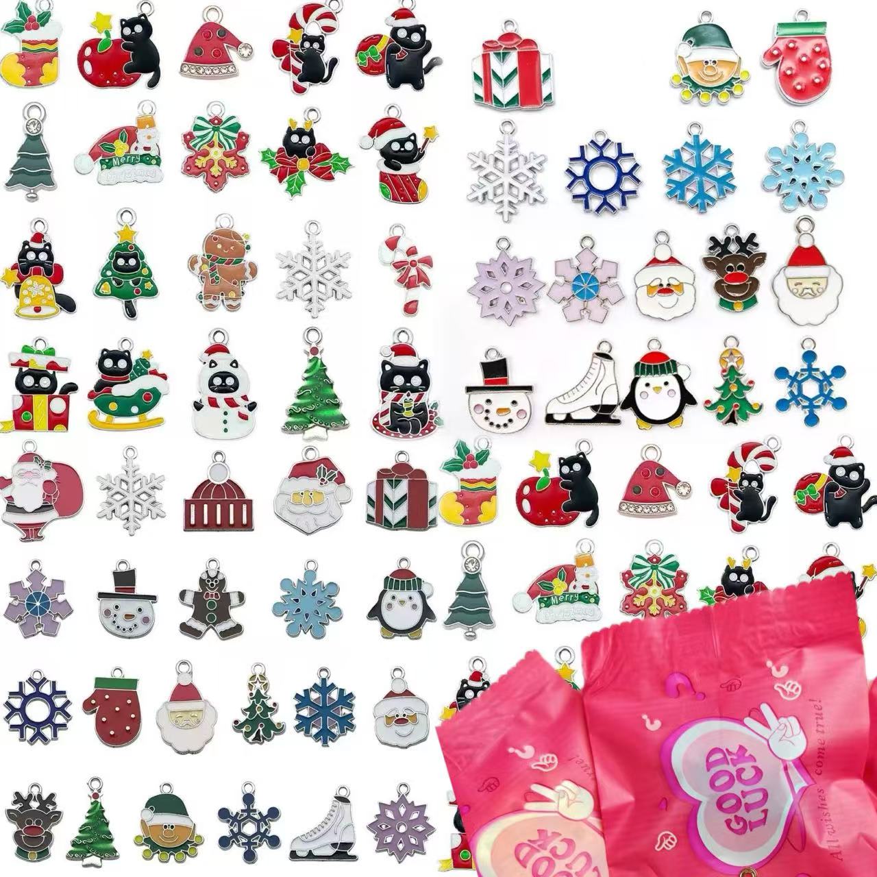 Xmas Pendants in Silver 2pcs per bag -A34