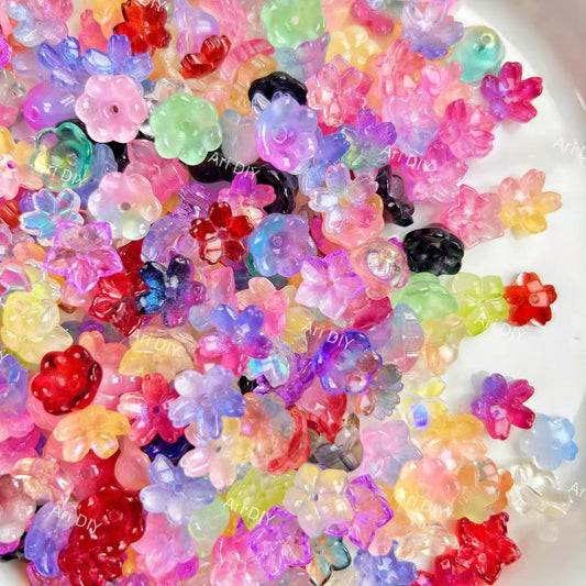 AriDIY  Mix Colors& Shapes Glass flower Beads
