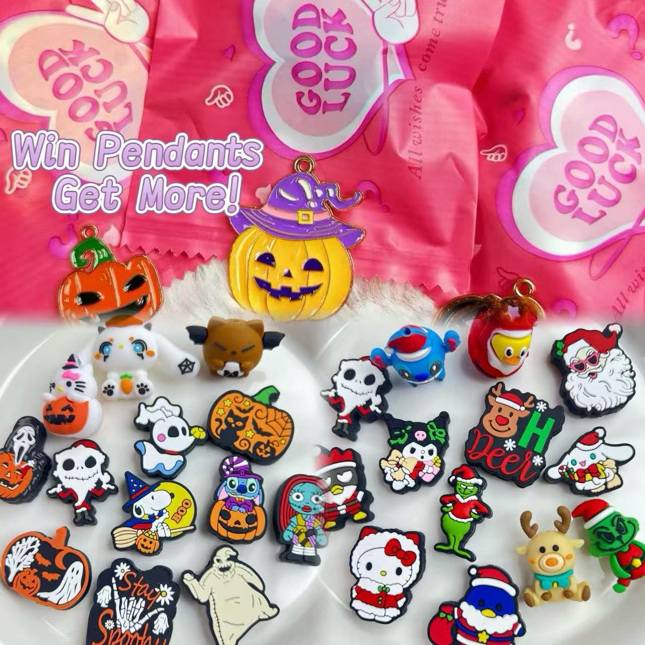 AriDIY Mix Halloween & Xmas Silicon Focal Beads (Food Level) -A43🔥Charm Game🔥
