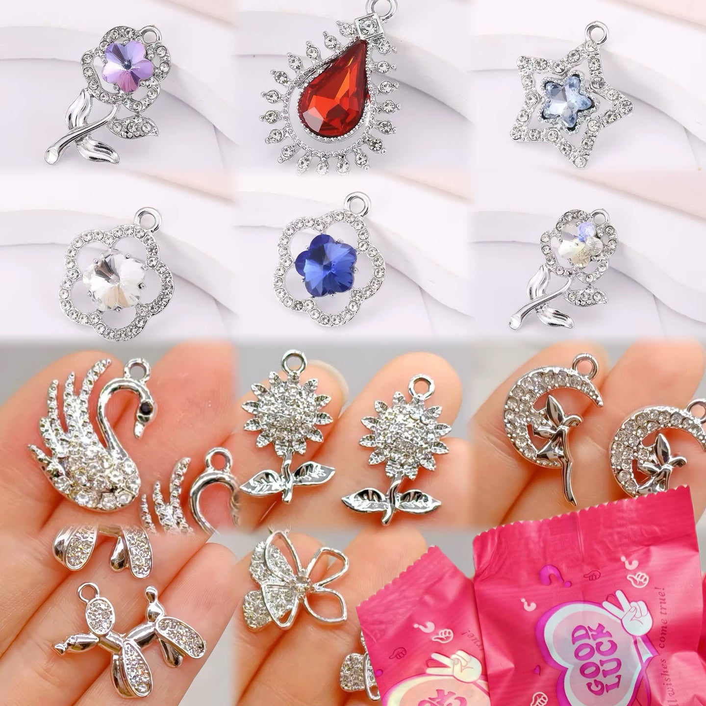 Fancy Pendants in Silver -2pcs per bag - Get all different styles-A38