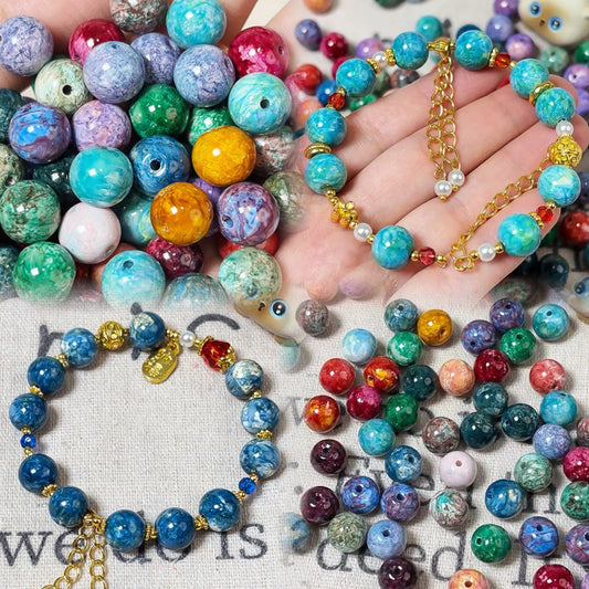 Ari DIY Artistic Glitter Oil Painting Glass Bead Flat Round/Round shape (15pcs per bag)-A27