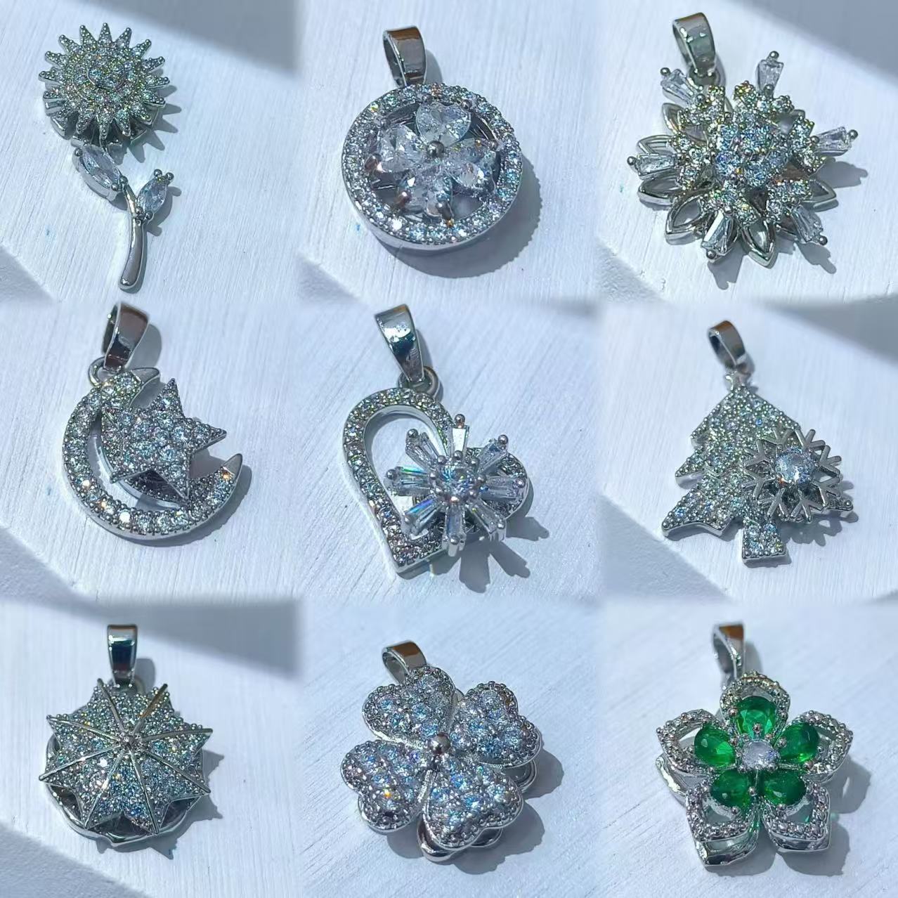 AriDIY Top Level Luxury 18k Gold / Heavy Silver Plated Color Keeping Spinning Pendant-- A59🔥Charm Game🔥