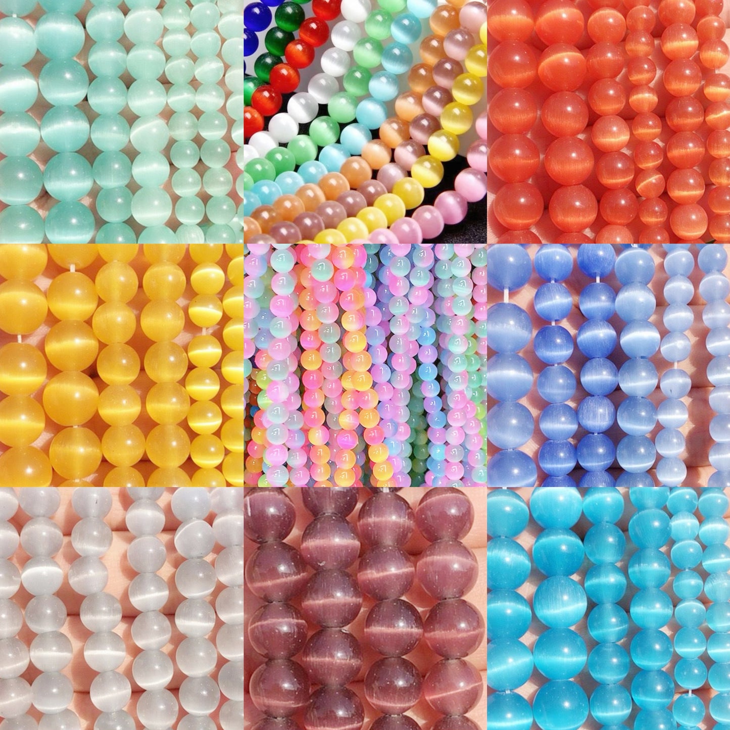 AriDIY 🌈Rainbow Game🌈 Cat's eye Stone Beads-R6
