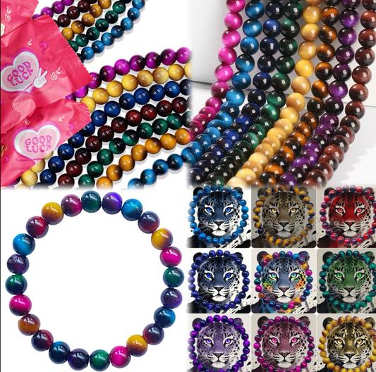 AriDIY 🌈Rainbow Game🌈Mix Colors Tiger's-Eye Style Glass Beads 10mm-R65