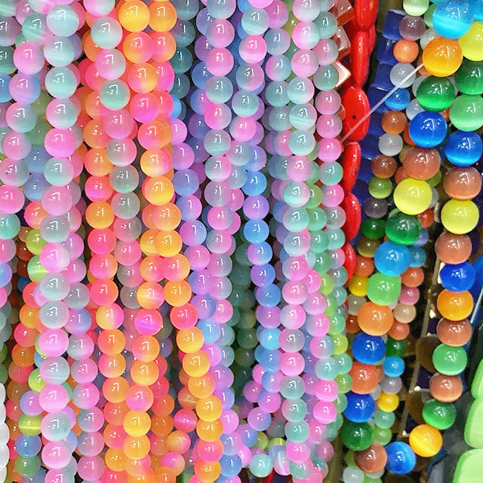 AriDIY 🌈Rainbow Game🌈 Cat's eye Stone Beads-R6