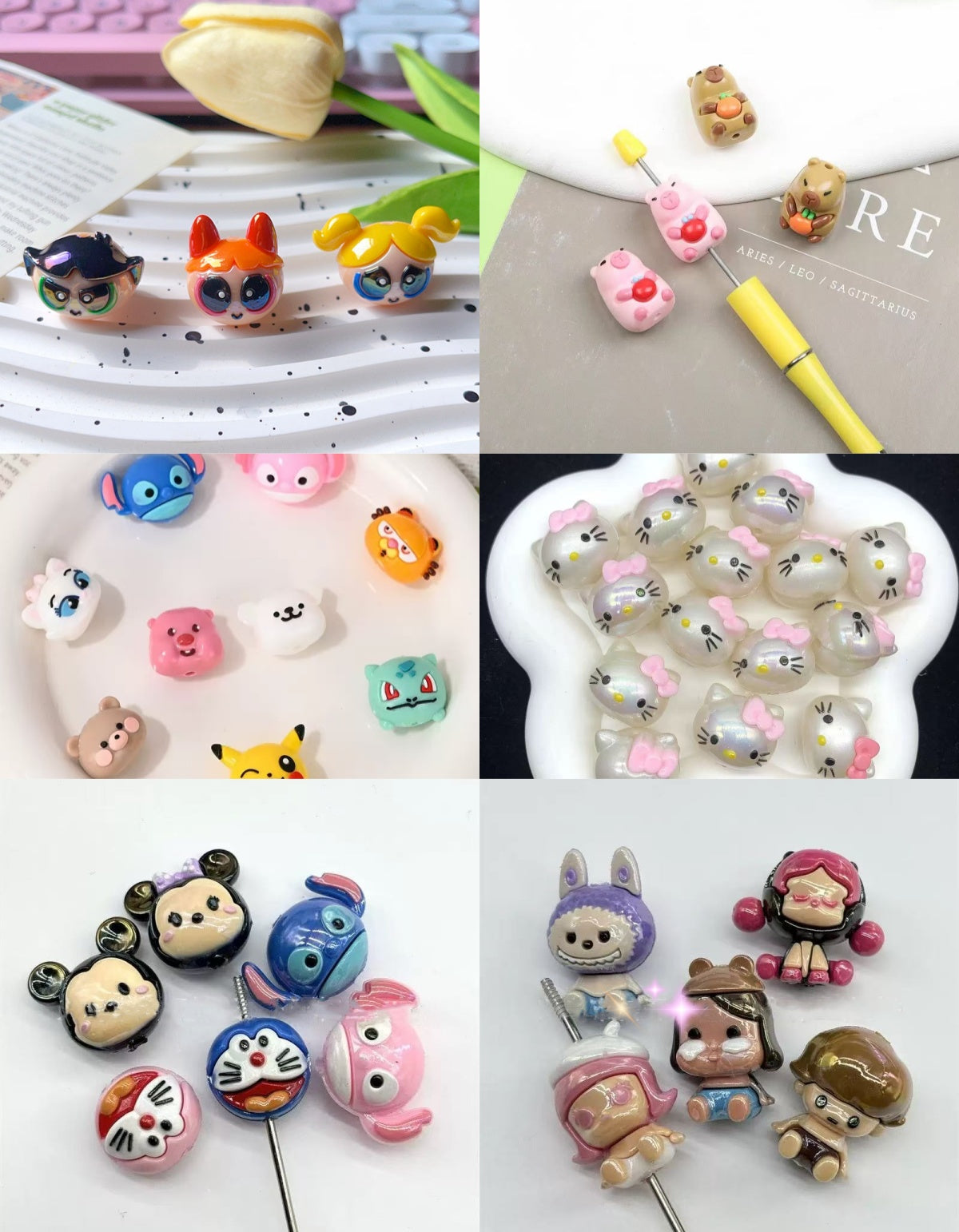 🔥CLEARENCE🔥( Win Total Triple or More) Cartoon UV Plated Charms Beads--A40 (1 to 4pcs/bag)(with hole)
