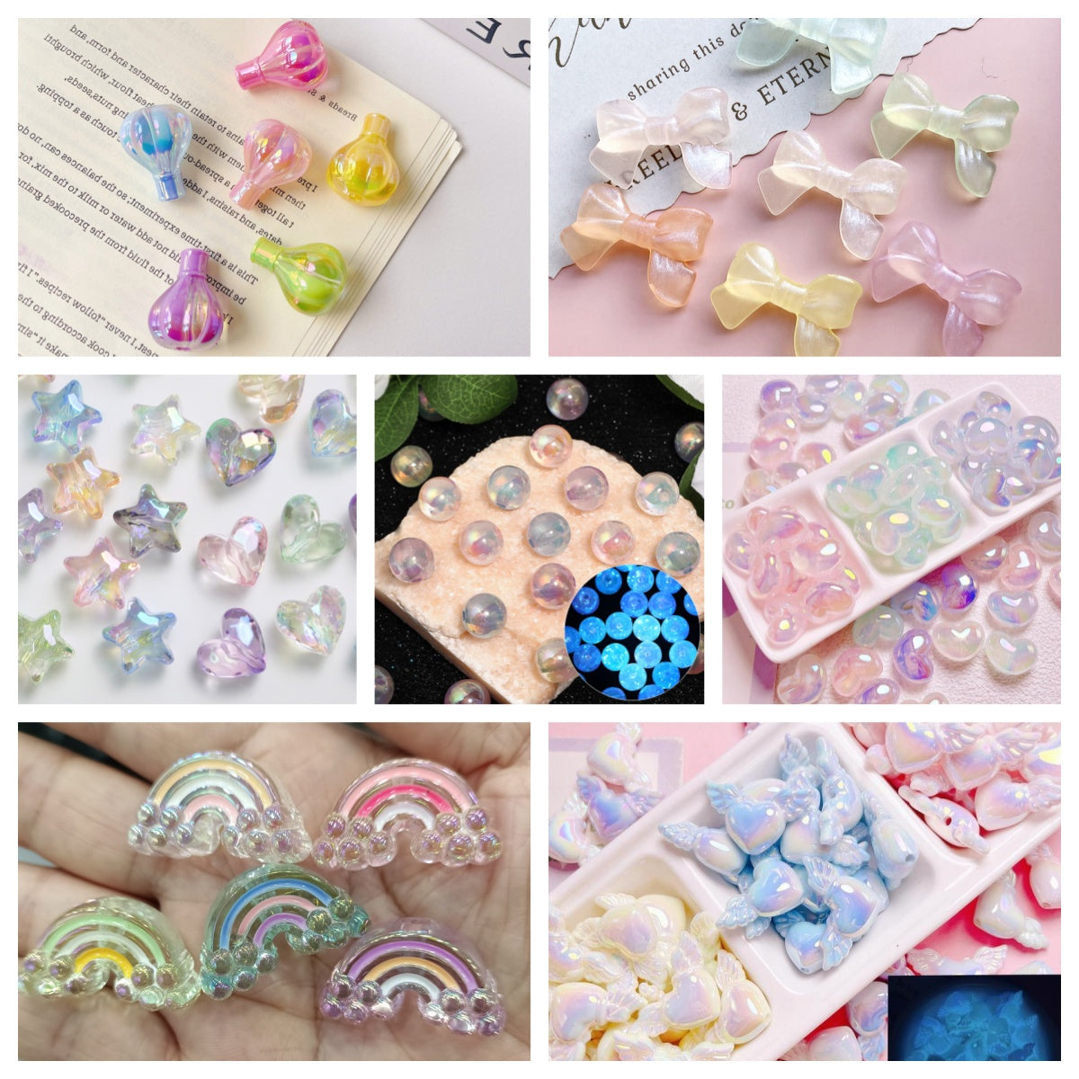 🔥CLEARENCE🔥( Win Total Triple or More)  Acrylic Beads Super Mix  (Luminous/Solid/Hand-painted shaped) for Pens and Phonechains-A5🔥Charm Game🔥