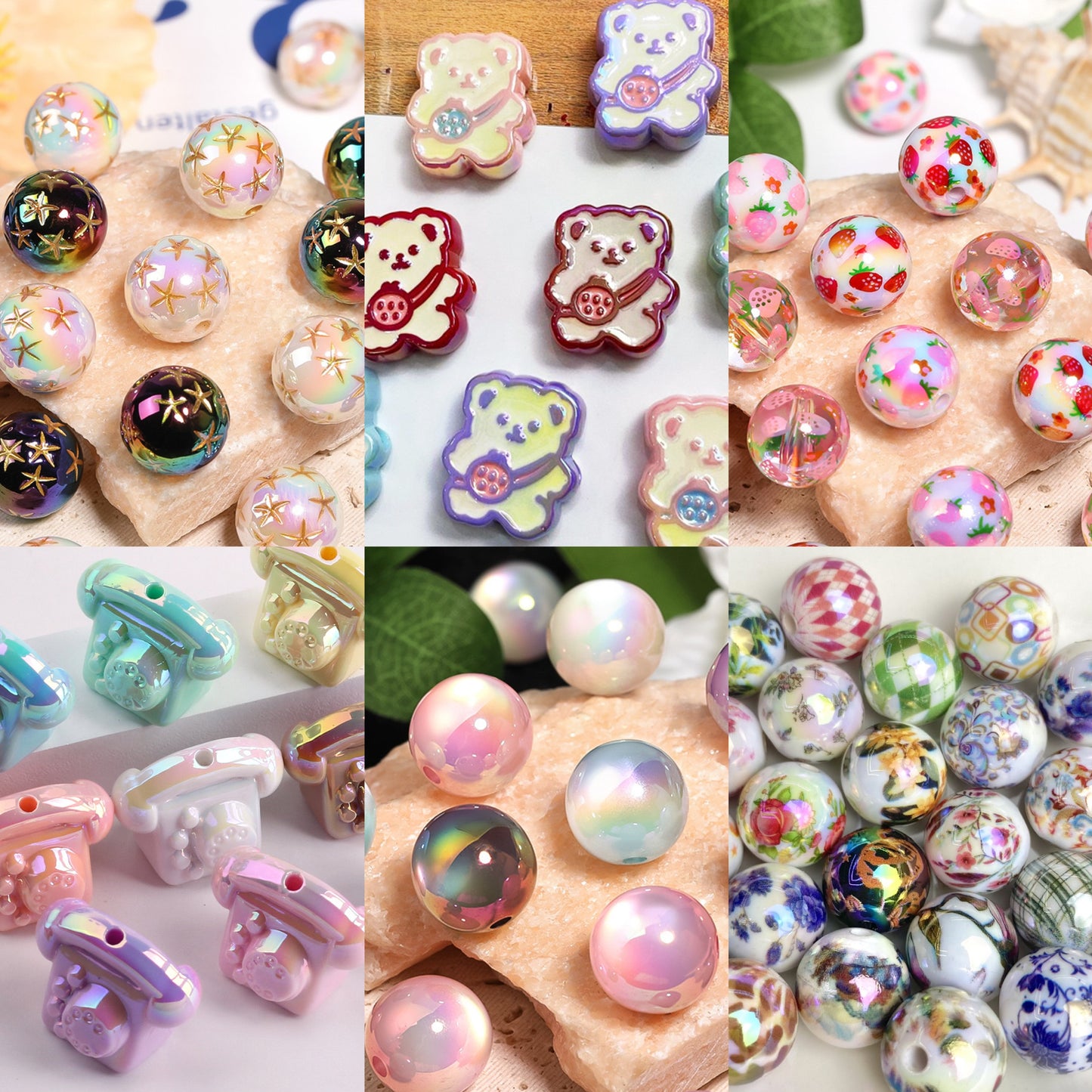 🔥CLEARENCE🔥( Win Total Triple or More)  Acrylic Beads Super Mix  (Luminous/Solid/Hand-painted shaped) for Pens and Phonechains-A5🔥Charm Game🔥