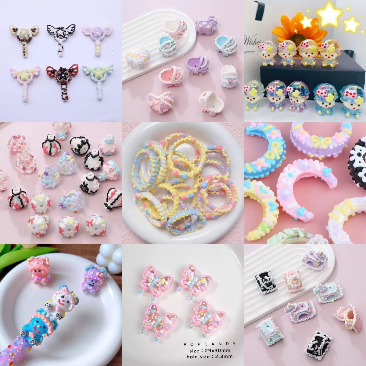 🔥CLEARENCE🔥( Win Total Triple or More)  Acrylic Beads Super Mix  (Luminous/Solid/Hand-painted shaped) for Pens and Phonechains-A5🔥Charm Game🔥