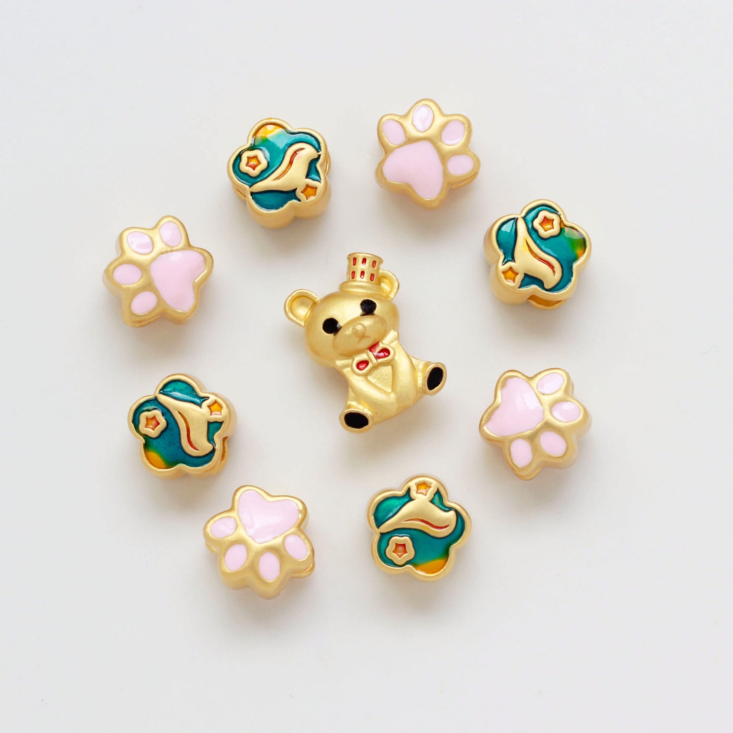 🔥CLEARENCE🔥( Win Total Triple or More) Golden& Colorful Hand-painted Metal Beads - A20🔥Pendant Charm Game🔥