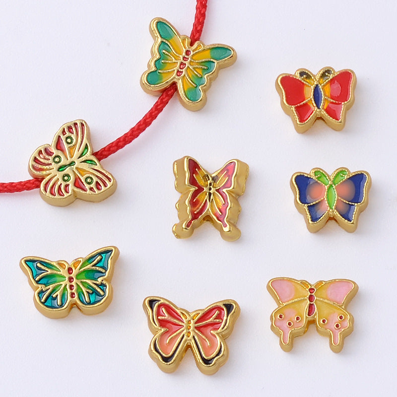 🔥CLEARENCE🔥( Win Total Triple or More) Golden& Colorful Hand-painted Metal Beads - A20🔥Pendant Charm Game🔥